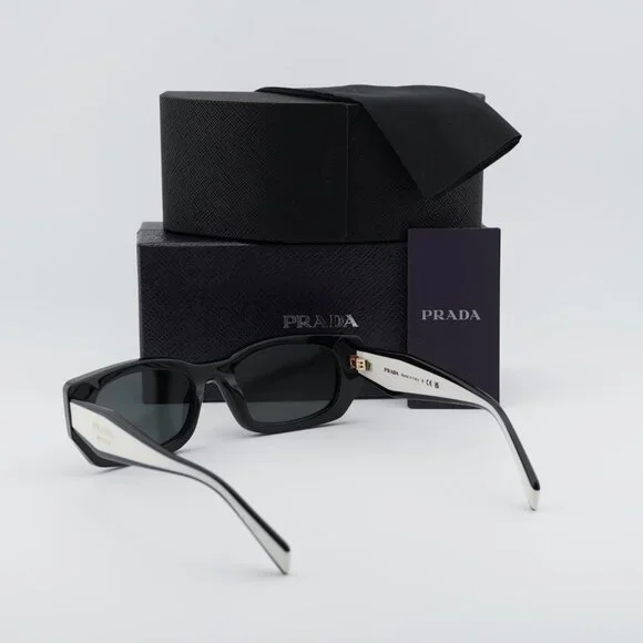 Prada PRB05S 09Q08Z Rectangle Sunglasses – Black\Dark Grey - Picture 10 of 10